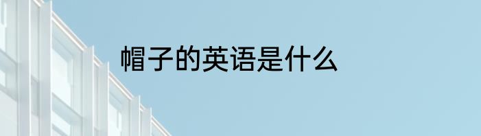 帽子的英语是什么