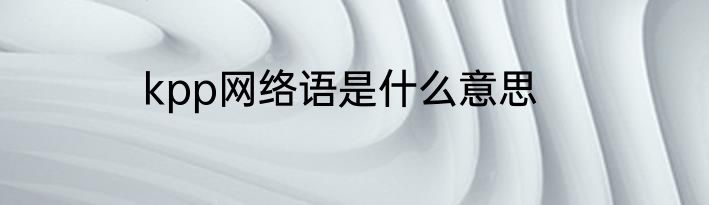 kpp网络语是什么意思
