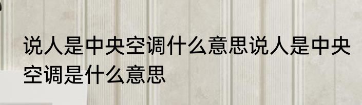 说人是中央空调什么意思说人是中央空调是什么意思