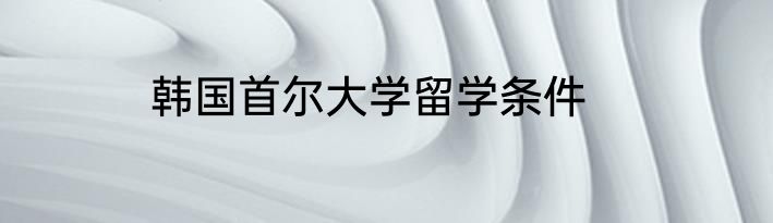 韩国首尔大学留学条件