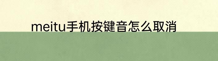 meitu手机按键音怎么取消