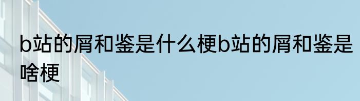 b站的屑和鉴是什么梗b站的屑和鉴是啥梗