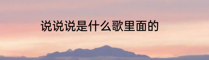 说说说是什么歌里面的