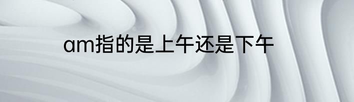 am指的是上午还是下午