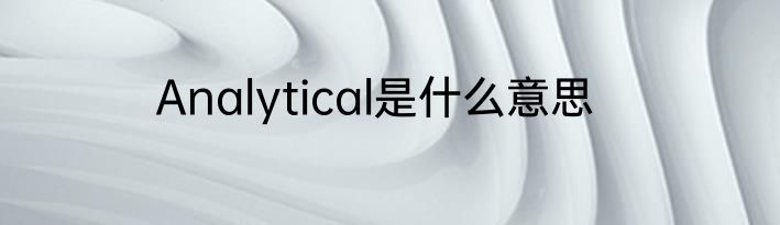 Analytical是什么意思