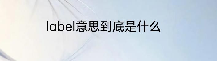 label意思到底是什么