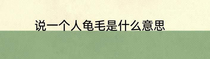 说一个人龟毛是什么意思