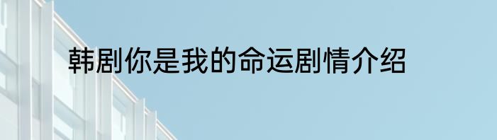 韩剧你是我的命运剧情介绍