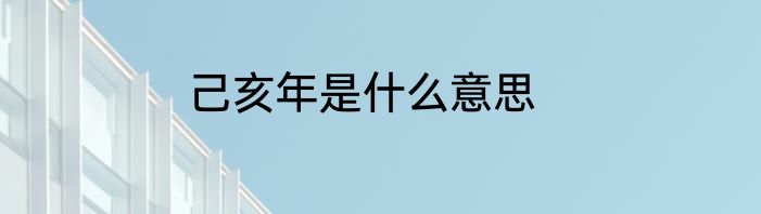己亥年是什么意思