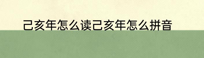 己亥年怎么读己亥年怎么拼音