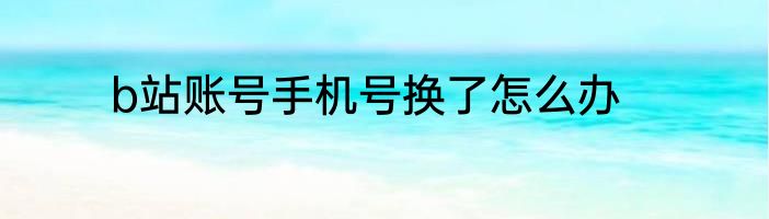 b站账号手机号换了怎么办