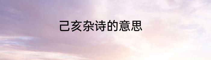 己亥杂诗的意思