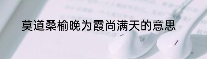 莫道桑榆晚为霞尚满天的意思