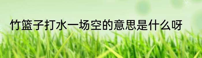 竹篮子打水一场空的意思是什么呀