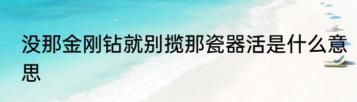 没那金刚钻就别揽那瓷器活是什么意思
