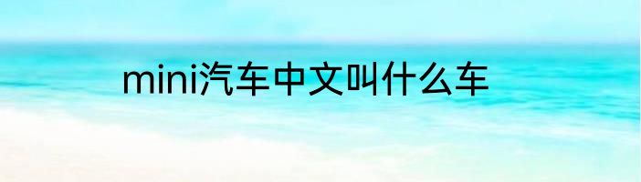 mini汽车中文叫什么车