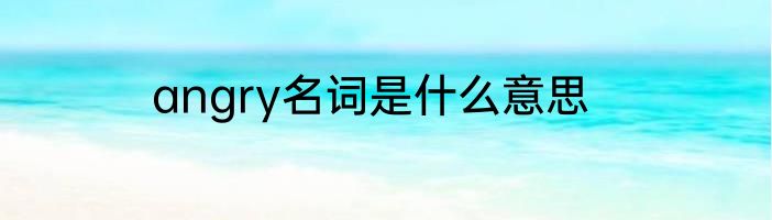 angry名词是什么意思