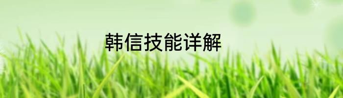 韩信技能详解