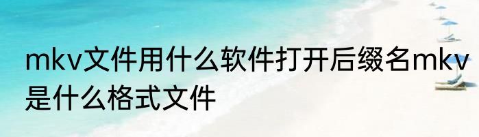 mkv文件用什么软件打开后缀名mkv是什么格式文件