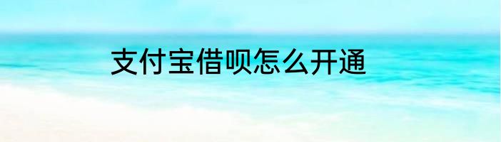 支付宝借呗怎么开通