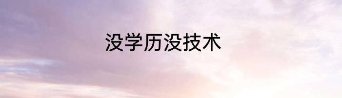 没学历没技术