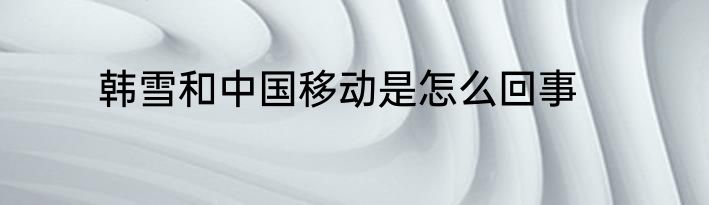 韩雪和中国移动是怎么回事
