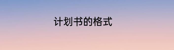 计划书的格式