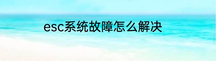 esc系统故障怎么解决