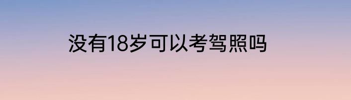 没有18岁可以考驾照吗