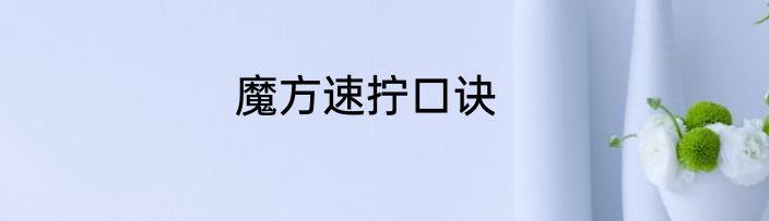 魔方速拧口诀