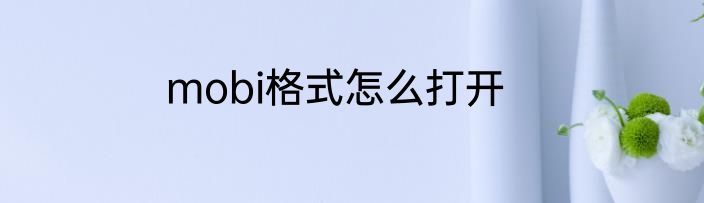 mobi格式怎么打开