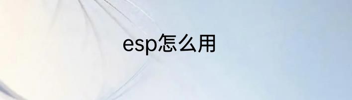 esp怎么用