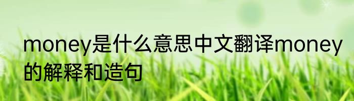 money是什么意思中文翻译money的解释和造句
