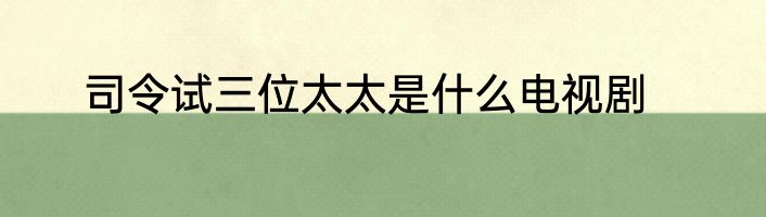 司令试三位太太是什么电视剧
