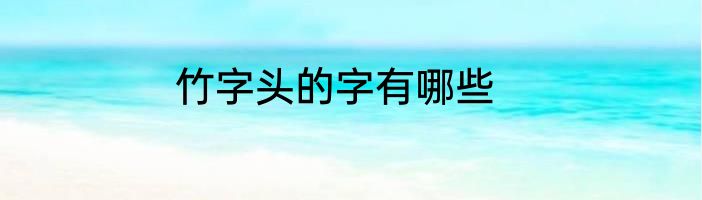 竹字头的字有哪些