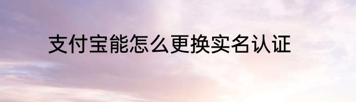 支付宝能怎么更换实名认证