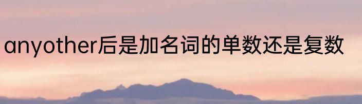 anyother后是加名词的单数还是复数