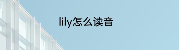 lily怎么读音