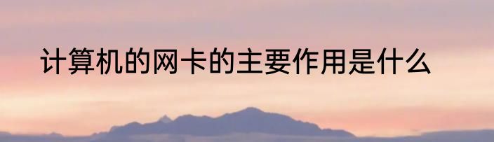 计算机的网卡的主要作用是什么