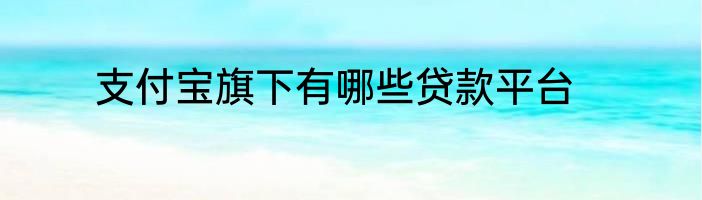 支付宝旗下有哪些贷款平台