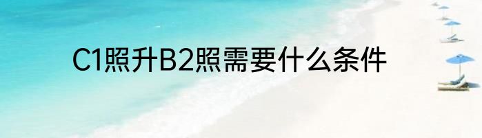 C1照升B2照需要什么条件