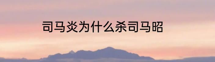司马炎为什么杀司马昭