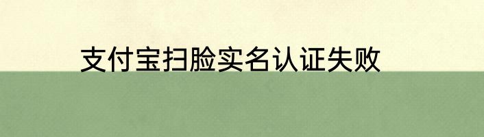 支付宝扫脸实名认证失败