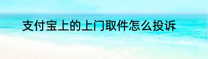 支付宝上的上门取件怎么投诉