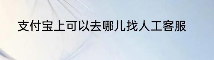 支付宝上可以去哪儿找人工客服