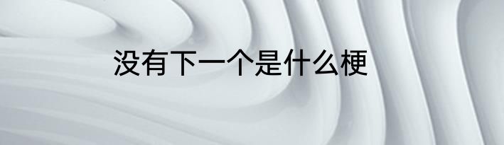 没有下一个是什么梗