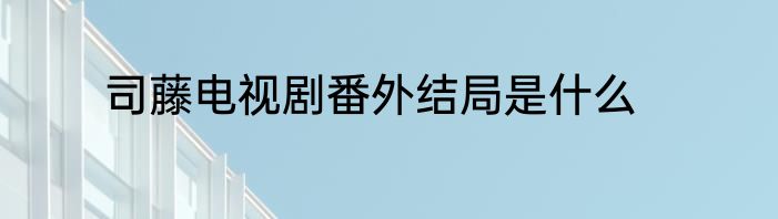司藤电视剧番外结局是什么
