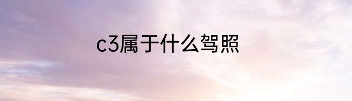 c3属于什么驾照