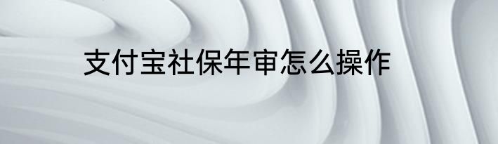 支付宝社保年审怎么操作
