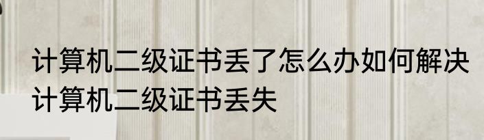 计算机二级证书丢了怎么办如何解决计算机二级证书丢失